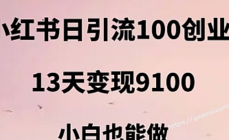 【副业】小红书日引流100+创业粉,13天变现9100,创业首选引流平台